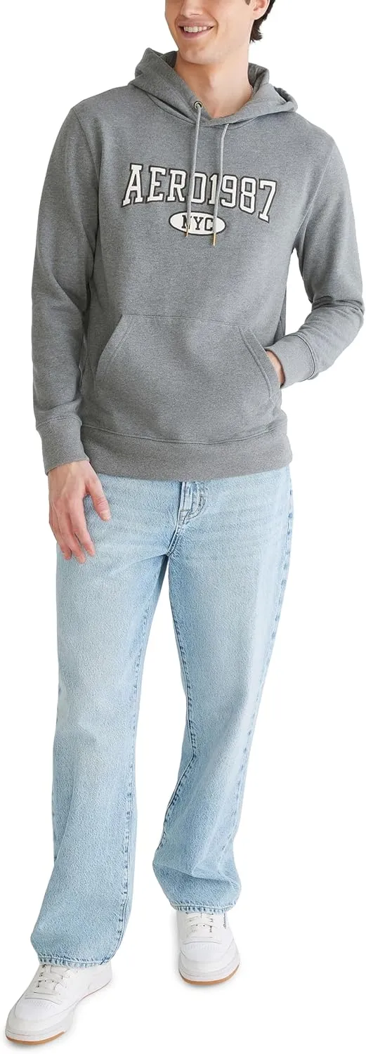 AEROPOSTALE Men's Aero Logo Popover Hoodie-Across Chest