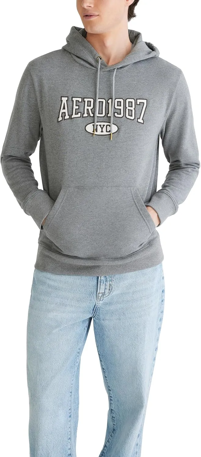 AEROPOSTALE Men's Aero Logo Popover Hoodie-Across Chest