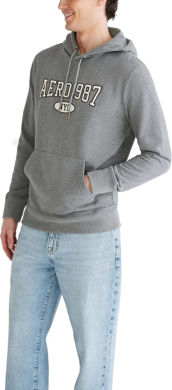 AEROPOSTALE Men's Aero Logo Popover Hoodie-Across Chest