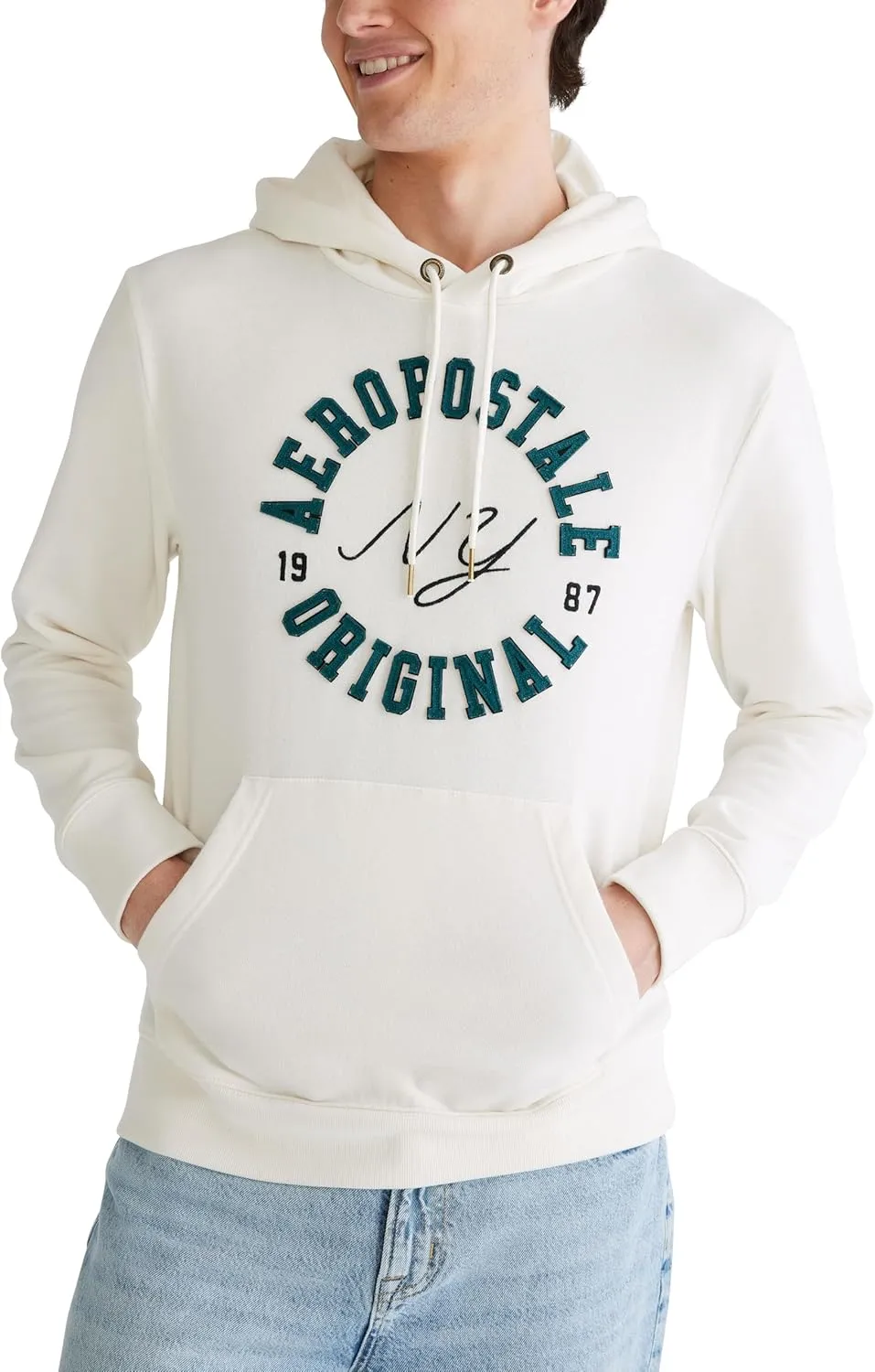 AEROPOSTALE Men's Aero Logo Popover Hoodie-Circle