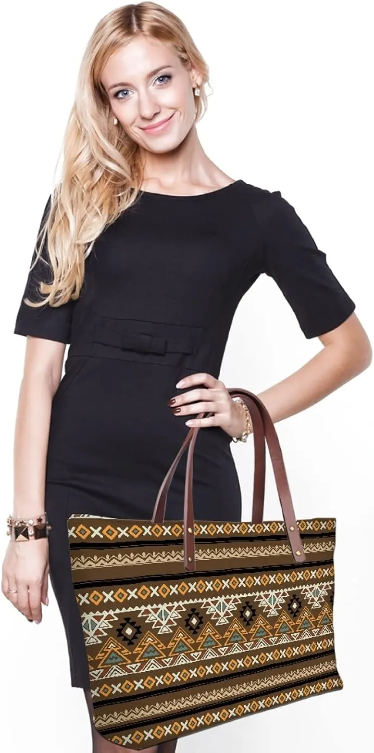 African Tribal Ethnic Print Women Tote Shoulder Bags Casual Handbag