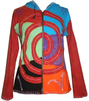 Agan Traders Women's 2025 Spring Boho Tie Dye Gypsy Hoodie - Rib Cotton Sweatshirt Jacket
