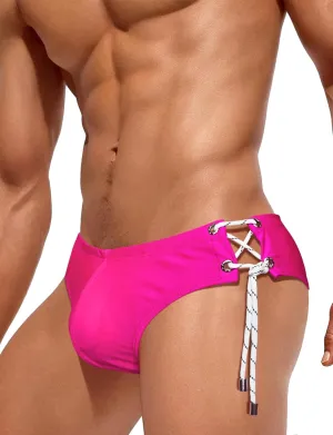 AIEOE Men Low Rise Swim Briefs Quick Dry Athletic Swimsuit Bikini Pouch Swimwear Side Lace Up