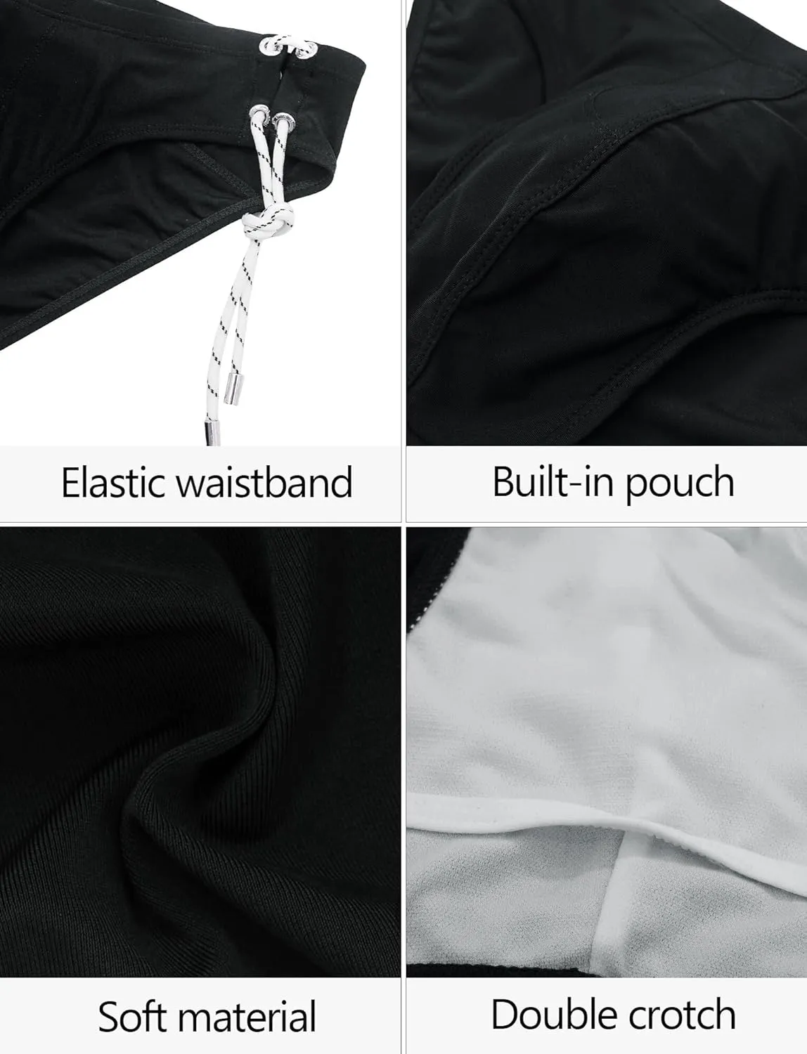 AIEOE Men Low Rise Swim Briefs Quick Dry Athletic Swimsuit Bikini Pouch Swimwear Side Lace Up