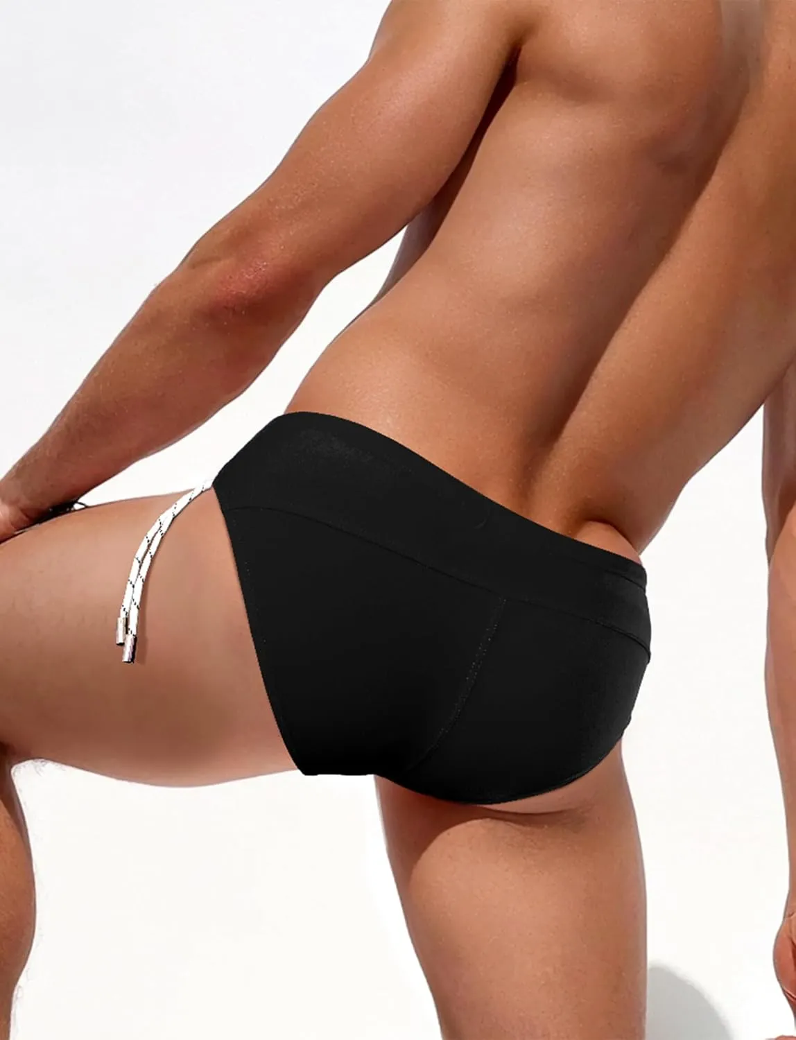 AIEOE Men Low Rise Swim Briefs Quick Dry Athletic Swimsuit Bikini Pouch Swimwear Side Lace Up