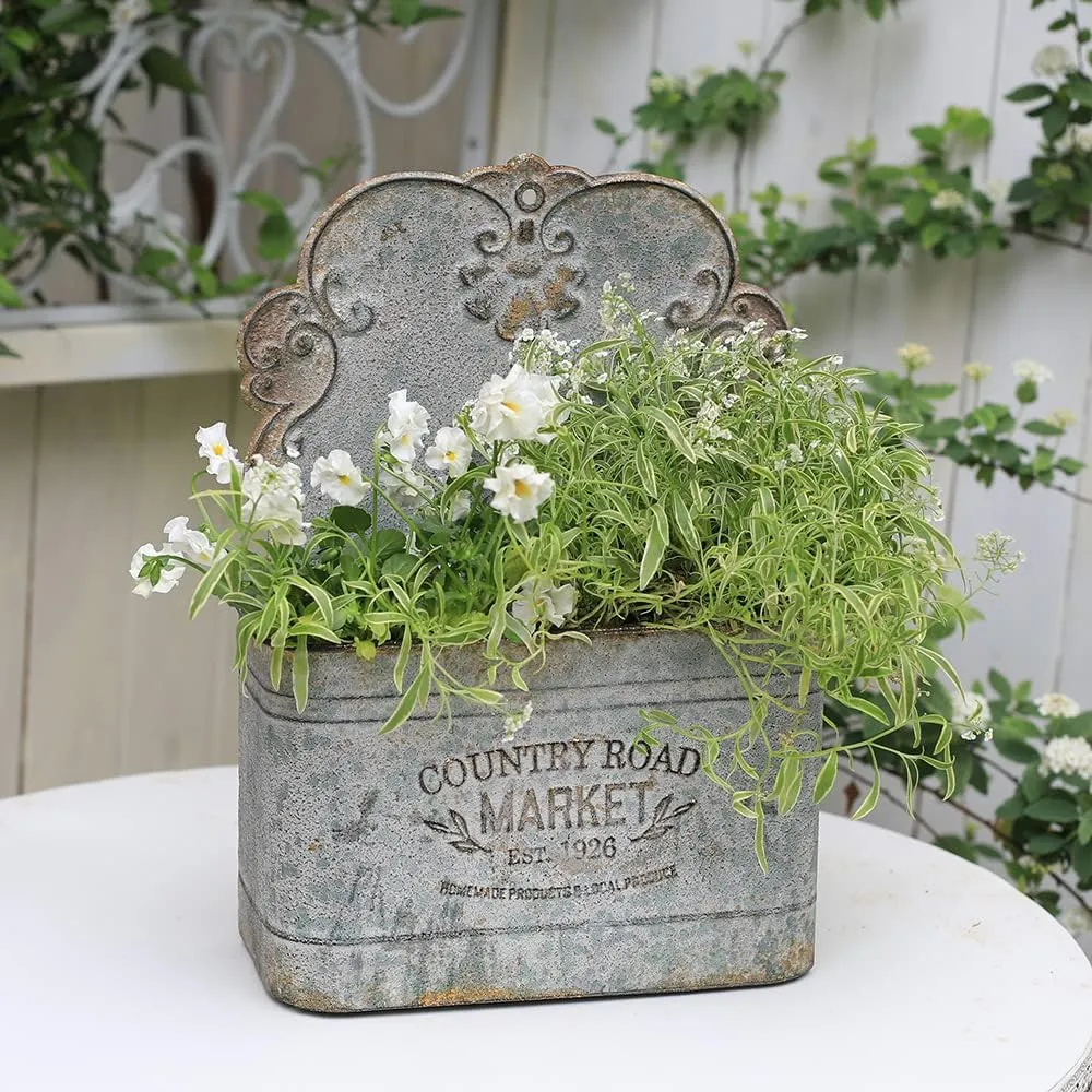 All Chic Metal Wall Planter Wall Mount Planter Metal Hanging Planter Wall Vases for Flowers Planters for Outdoor Plants for Farmhouse Decor (Rustic)