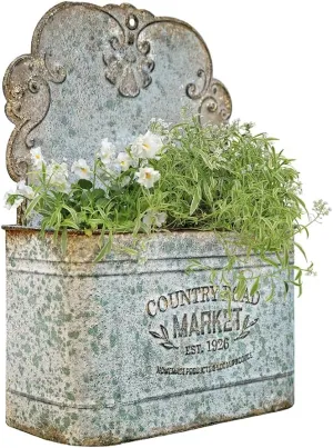 All Chic Metal Wall Planter Wall Mount Planter Metal Hanging Planter Wall Vases for Flowers Planters for Outdoor Plants for Farmhouse Decor (Rustic)