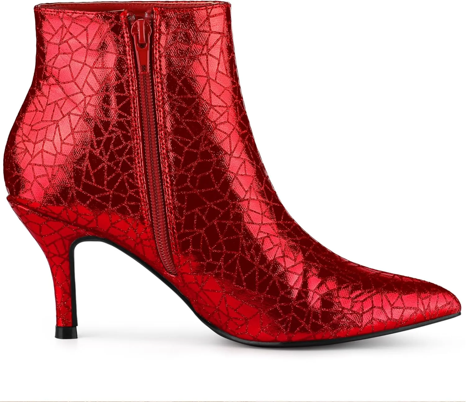 Allegra K Women's Pointed Toe Sparkly Stiletto Heels Ankle Boots