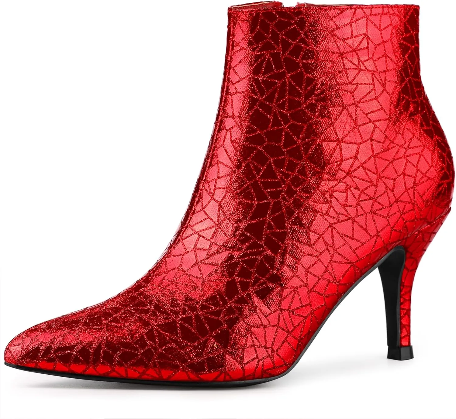 Allegra K Women's Pointed Toe Sparkly Stiletto Heels Ankle Boots