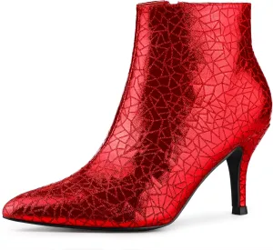 Allegra K Women's Pointed Toe Sparkly Stiletto Heels Ankle Boots