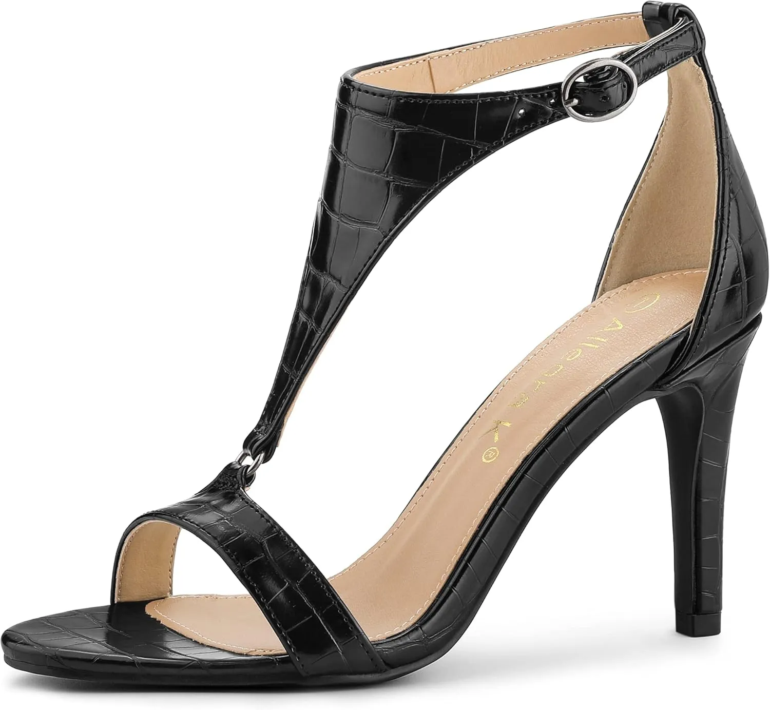 Allegra K Women's T Strap Open Toe Stiletto Heel Sandals
