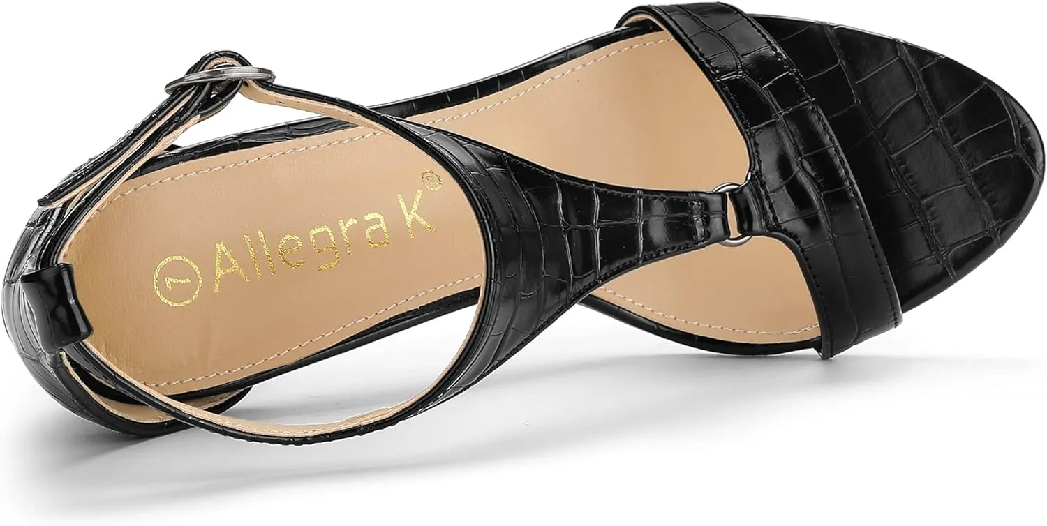 Allegra K Women's T Strap Open Toe Stiletto Heel Sandals