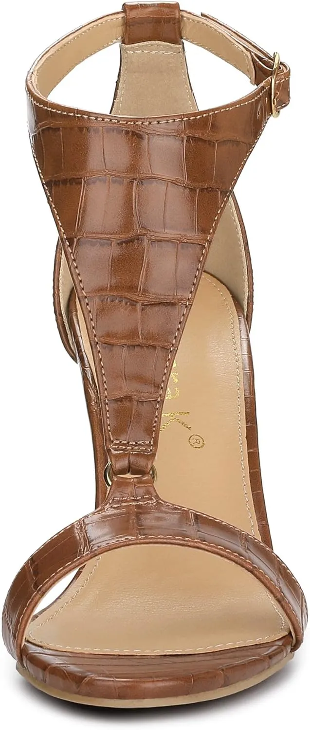 Allegra K Women's T Strap Open Toe Stiletto Heel Sandals