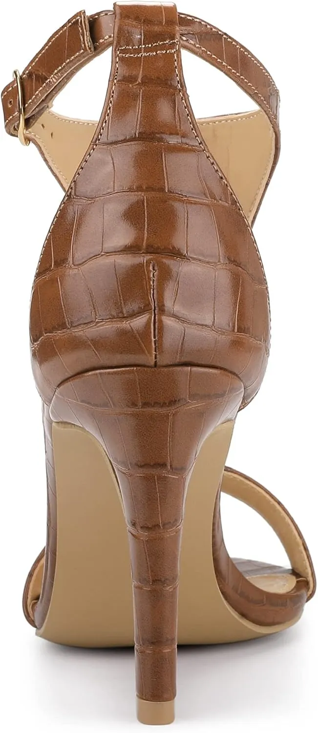 Allegra K Women's T Strap Open Toe Stiletto Heel Sandals