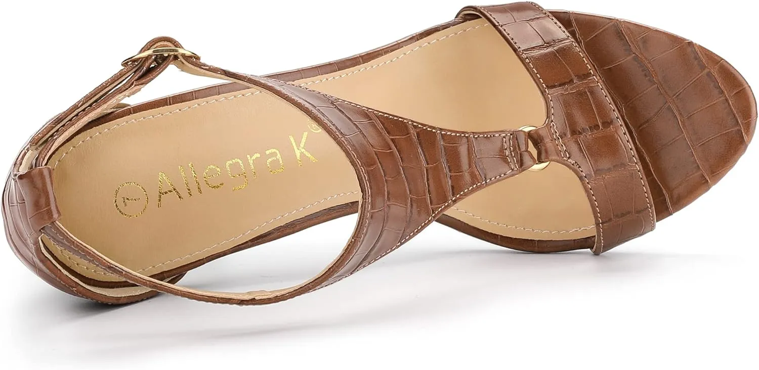 Allegra K Women's T Strap Open Toe Stiletto Heel Sandals