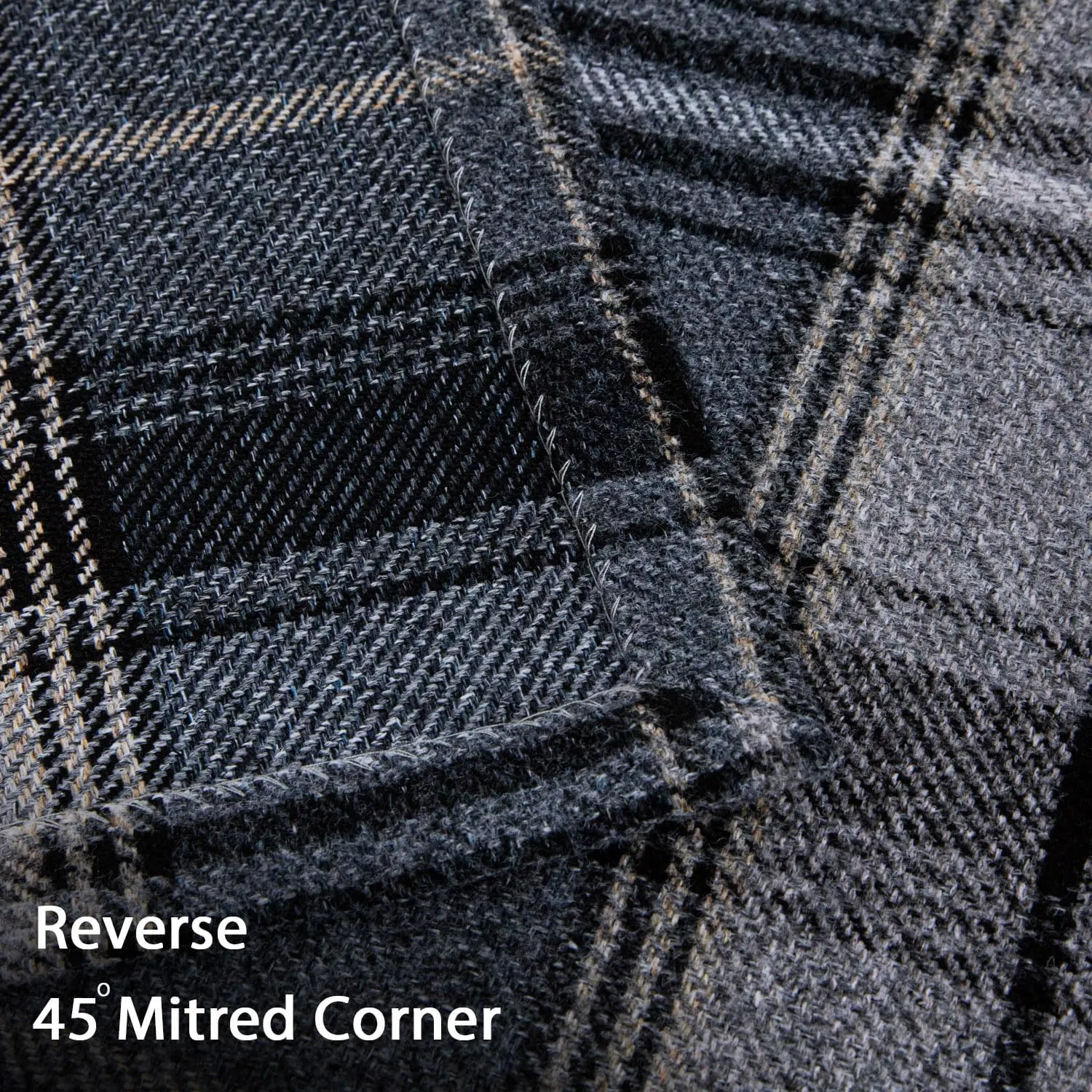 always4u Woolen Look Plaid Curtains Modern Window Panels Black Grey Check Tartan Curtains for Living Room Bedroom 2 Panels Black Grey 54 * 84 Inches
