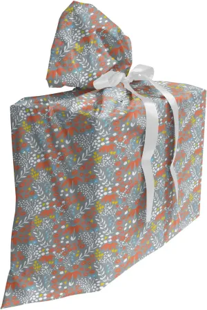 Ambesonne Botany Gift Bag, Floral Doodle Meadow Spring Rural Blossoming Petals Essence Mother Nature Art, Fabric Party Favor Pouch with 3 Ribbons, 27, Grey Salmon White