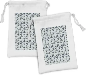 Ambesonne Daisy Fabric Pouch Set of 2, Floral Bouquets Seasonal Growth Beauty Blossom Spring Romantic Flourish, Small Drawstring Bag for Toiletries Masks and Favors, 9" x 6", Pale Blue White