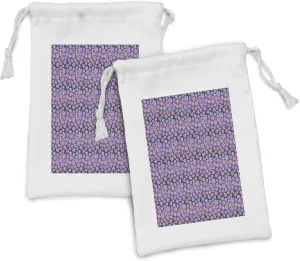 Ambesonne Floral Fabric Pouch Set of 2, Digital Graphics of Blossoming Colorful Flower Spring Calling, Small Drawstring Bag for Toiletries Masks and Favors, 9" x 6", Quartz and Multicolor