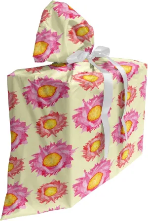 Ambesonne Floral Gift Bag, Demonstration of Watercolor Effect Art of Abstract Blooming Petals, Fabric Party Favor Pouch with 3 Ribbons, 27, Yellow Multicolor