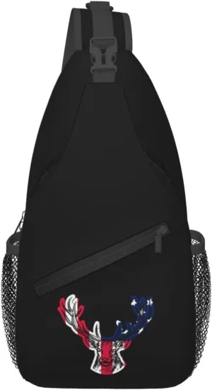 American Deer Head Crossbody Bags For Women Men Chest Backpack Gym Shoulder Bag Travel Outdoor Sports Casual Crossbody Bags