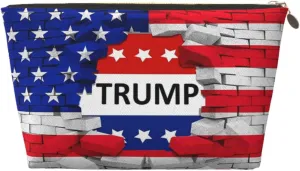 American USA Trump Flag Cosmetic Bag Travel Makeup Bag Organizer Toiletry Bag with Zipper Storage Pouch Coin Purse Brushes for Women Girls Gifts