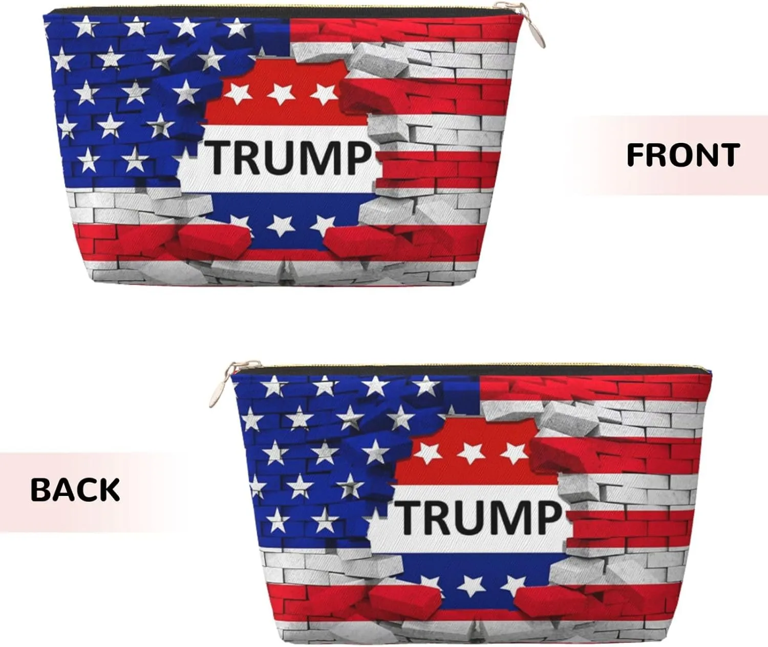 American USA Trump Flag Cosmetic Bag Travel Makeup Bag Organizer Toiletry Bag with Zipper Storage Pouch Coin Purse Brushes for Women Girls Gifts