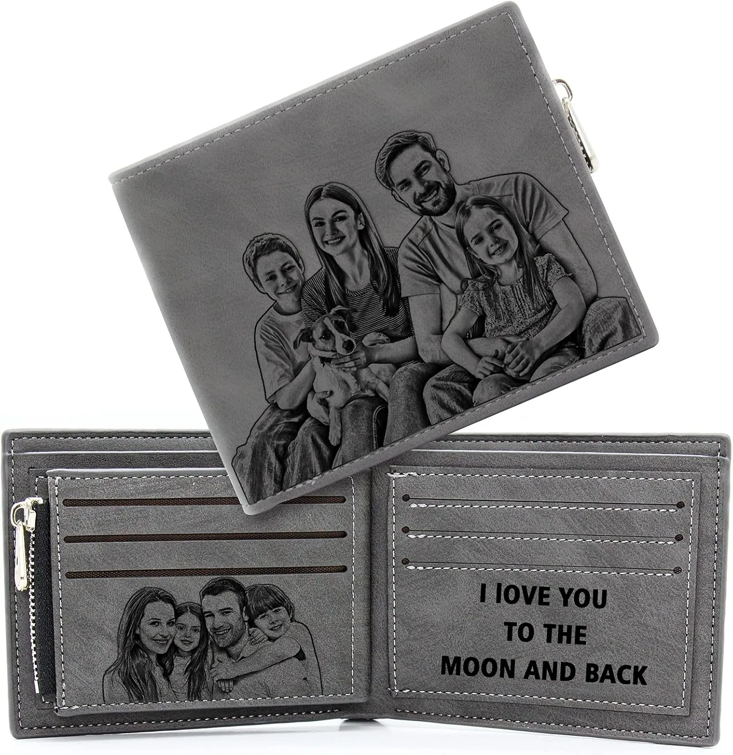 Amlion Personalized Wallets for Men,Custom Engraved Mens Photo Picture Wallet for Father,Husband,Son Boyfriend Gifts