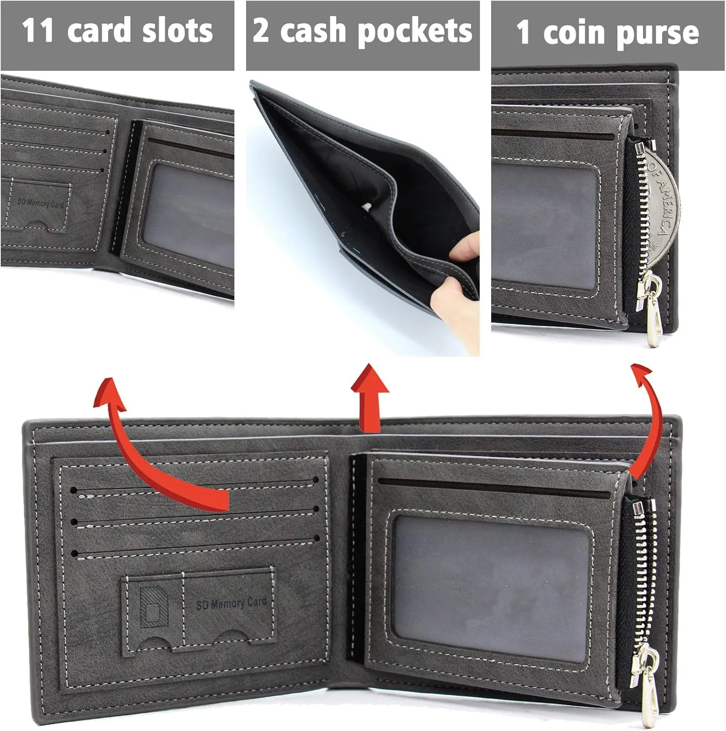 Amlion Personalized Wallets for Men,Custom Engraved Mens Photo Picture Wallet for Father,Husband,Son Boyfriend Gifts