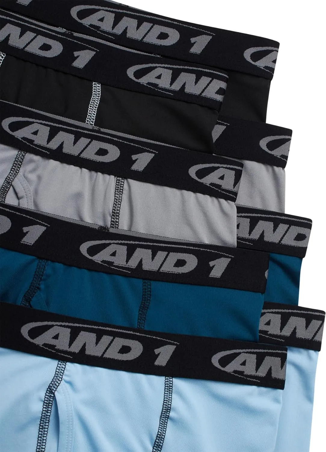 AND1 Boys' Boxer Briefs - 8 Pack Functional Fly Compression Long Leg Boxers - Performance Underwear for Boys (6-18)