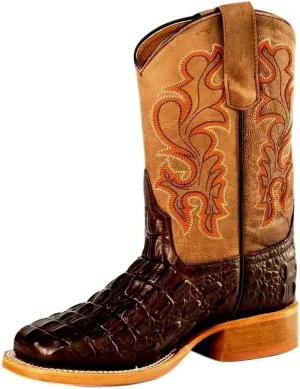 Anderson Bean Kid's Horse Power Chocolate Nile Print Cowboy Boots