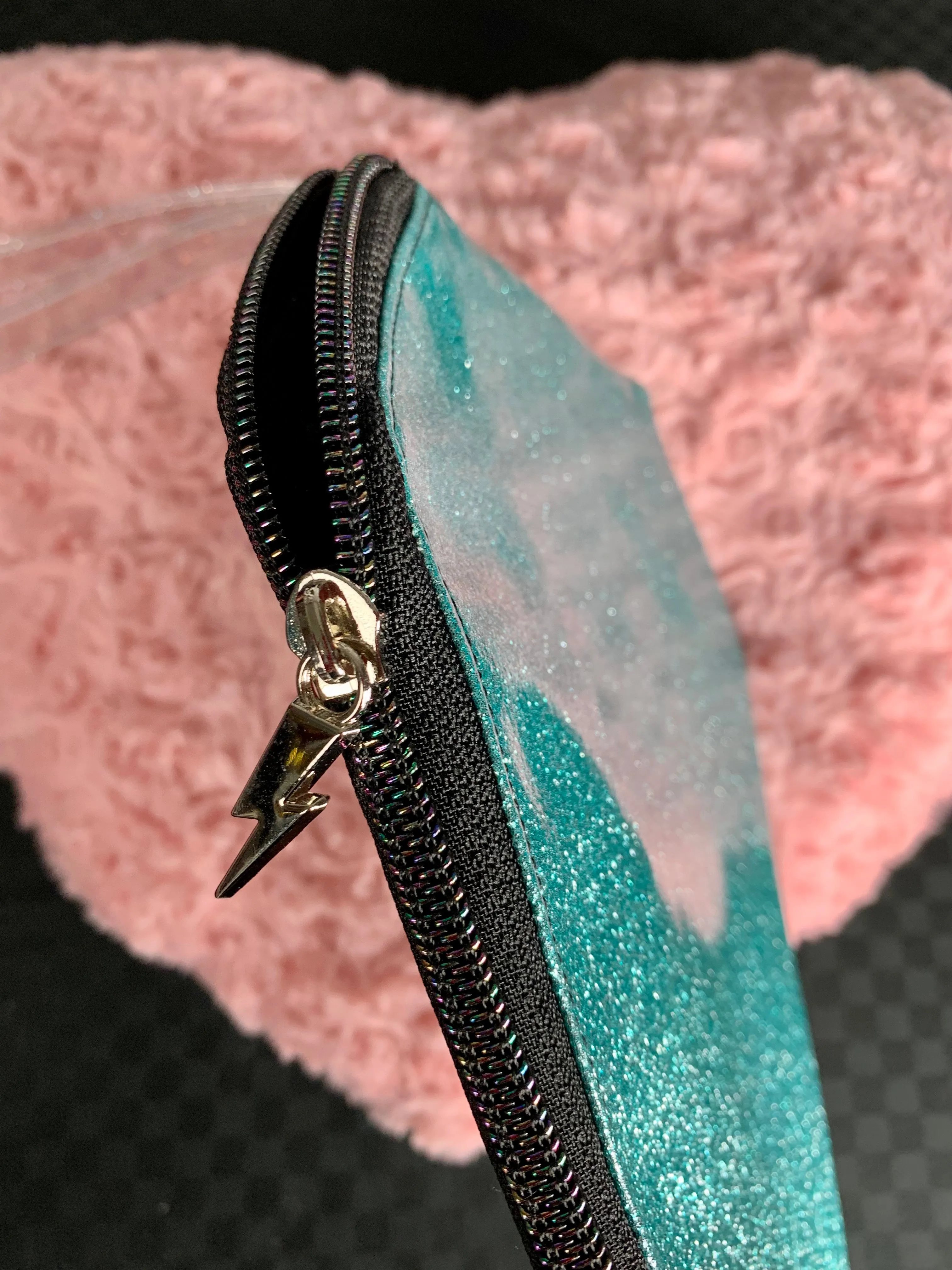 Anime & aqua wristlet bag