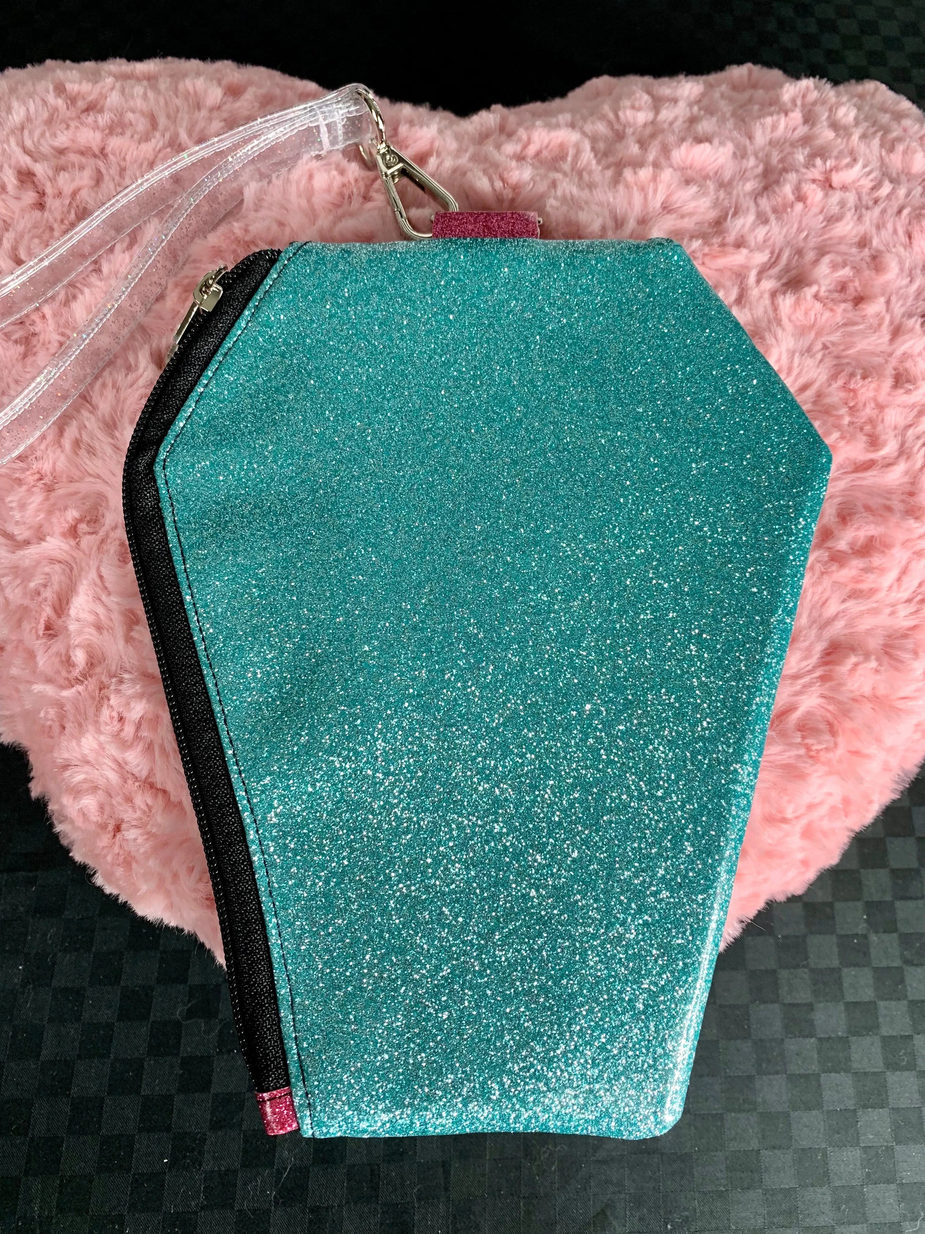 Anime & aqua wristlet bag