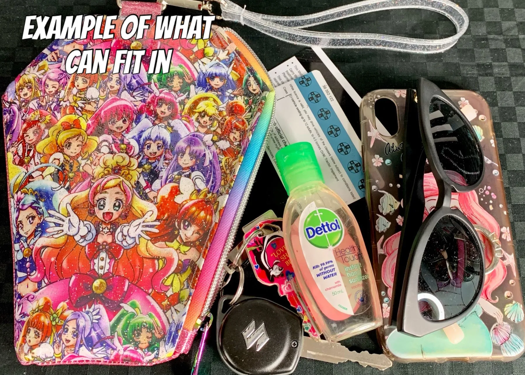 Anime & aqua wristlet bag