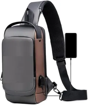 Anti Theft Sling Bag, USB Charging Sport Sling Anti-theft Shoulder Backpack, Waterproof Crossbody Bags