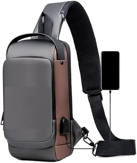 Anti Theft Sling Bag, USB Charging Sport Sling Anti-theft Shoulder Backpack, Waterproof Crossbody Bags