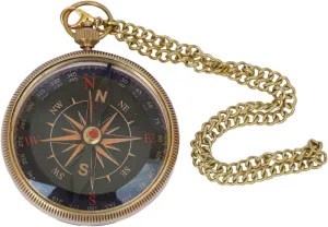 Antique Brass Compass with Chain, Directional Navigation Tool for Tracking & Navigating –Engraved with “Trust in The Lord”-with Leather Case for Children and Adults.