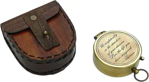 Antique Nautical Engraved Brass Compass with Brown Leather Case Directional Maritime Navigational Pocket Compass Tool for Hiking Trekking Travelling & Camping by AWF ROORKEE Store