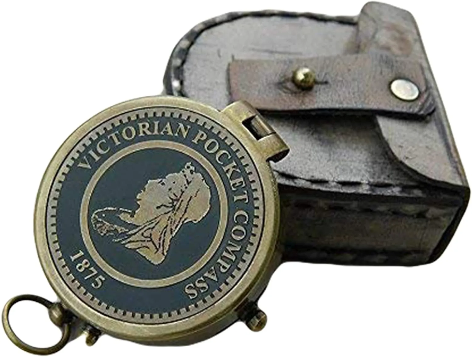 Antique Nautical Engraved Brass Golden Compass with Brown Leather Case Directional Maritime Navigational Pocket Compass Tool for Hiking Trekking Travelling & Camping by AWF ROORKEE Store
