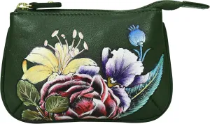Anuschka Women’s Hand-Painted Genuine Leather Medium Zip Pouch - Coin and Key Pouch - Zippered, 2 Key Fobs