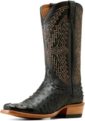 ARIAT Mens Relentless Futurity Done Right Black Full Quill Ostrich Boot