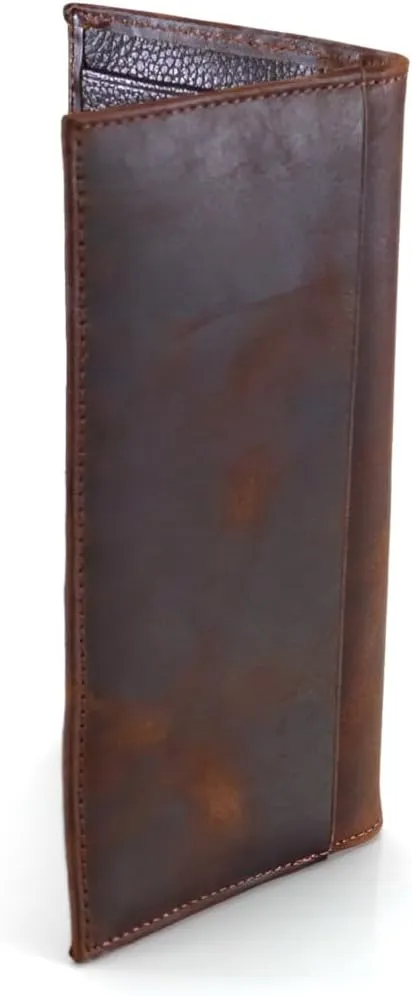 ARIAT Men's Rodeo Wallet with Distressed USA Flag and Shield Logo, Brown Genuine Leather, Multiple Compartments, 6-1/2" x 3-1/2"