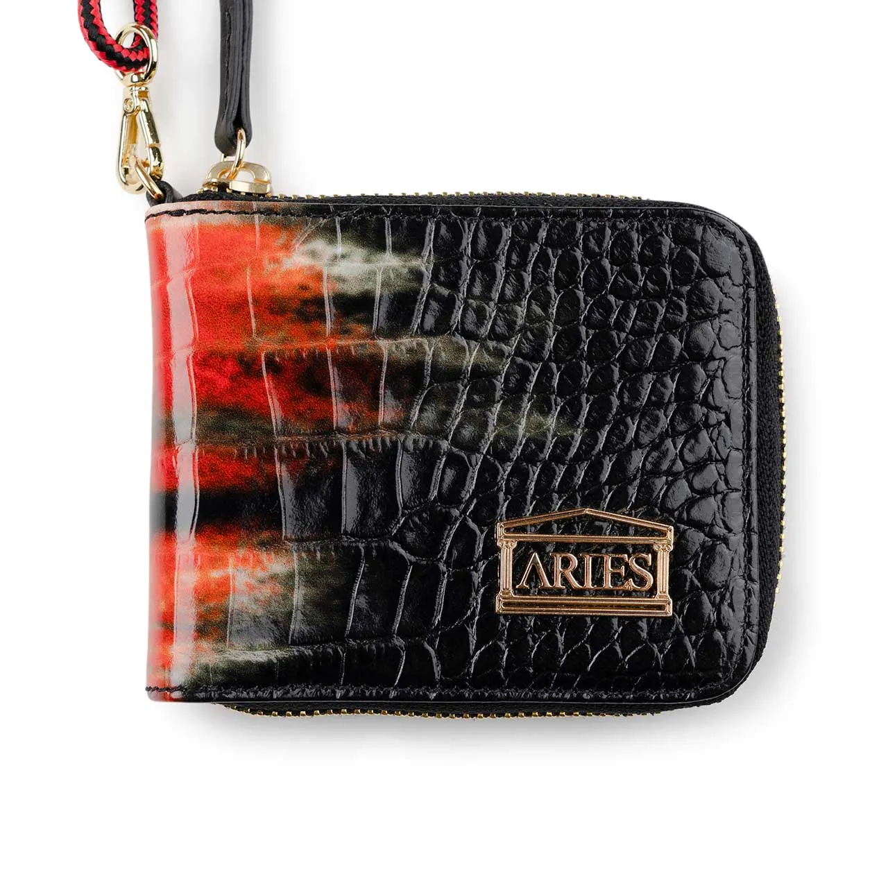 aries leather wallet (black / red)
