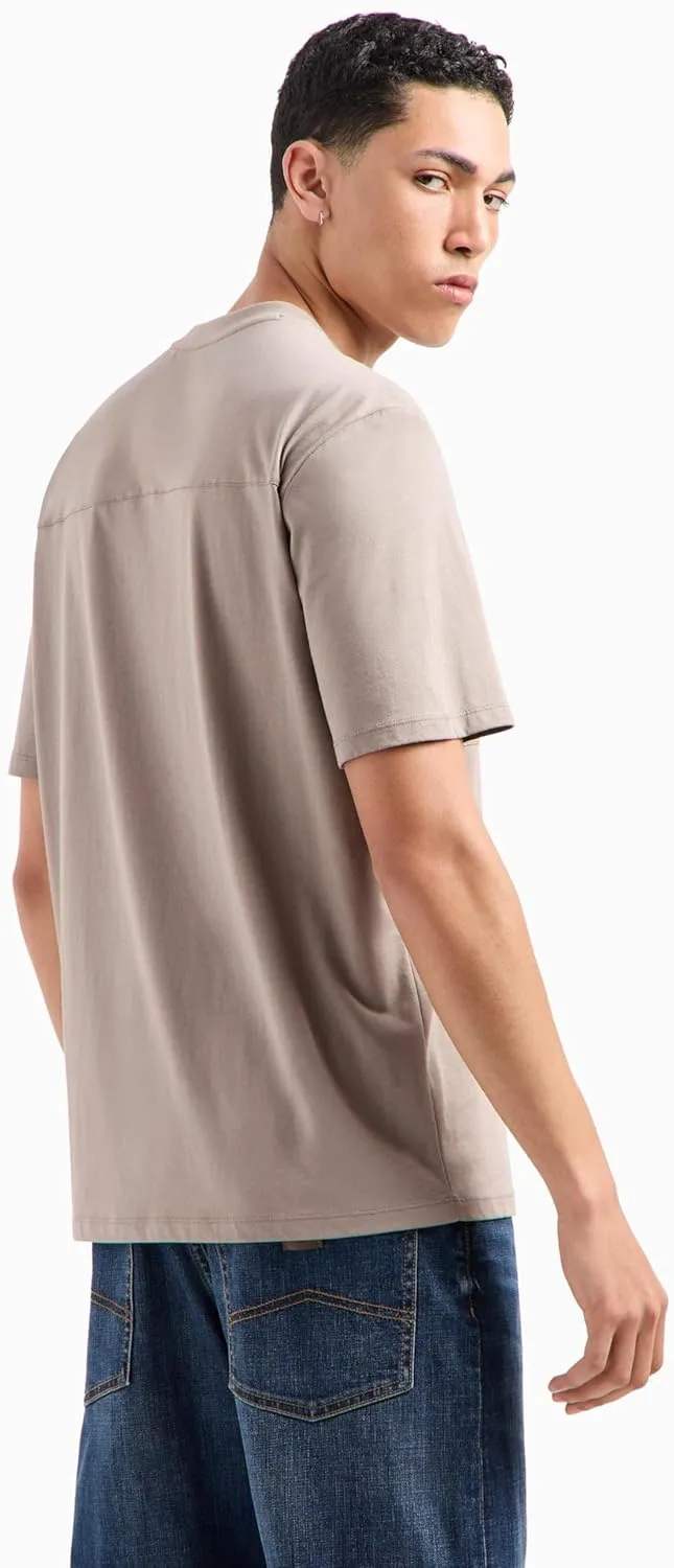 Armani Exchange Men's Repeat Micro Text with a/X Logo Overlay Regular Fit Tee