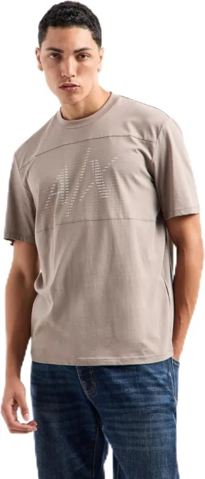 Armani Exchange Men's Repeat Micro Text with a/X Logo Overlay Regular Fit Tee