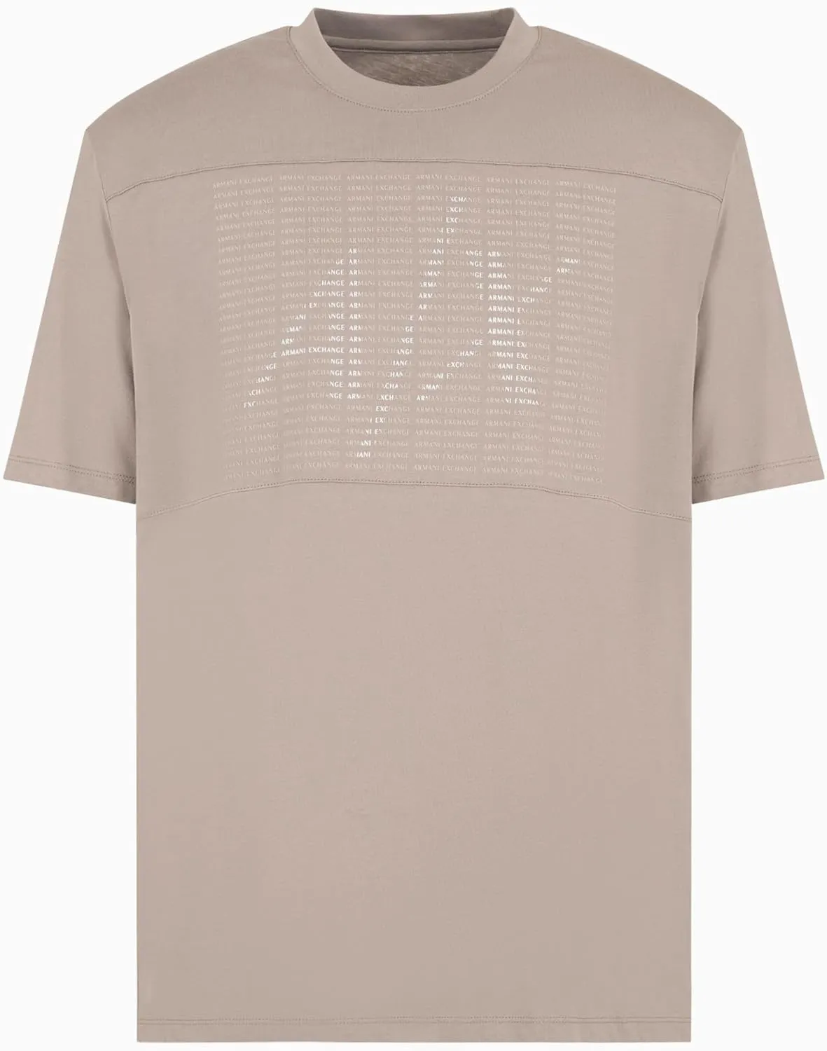 Armani Exchange Men's Repeat Micro Text with a/X Logo Overlay Regular Fit Tee