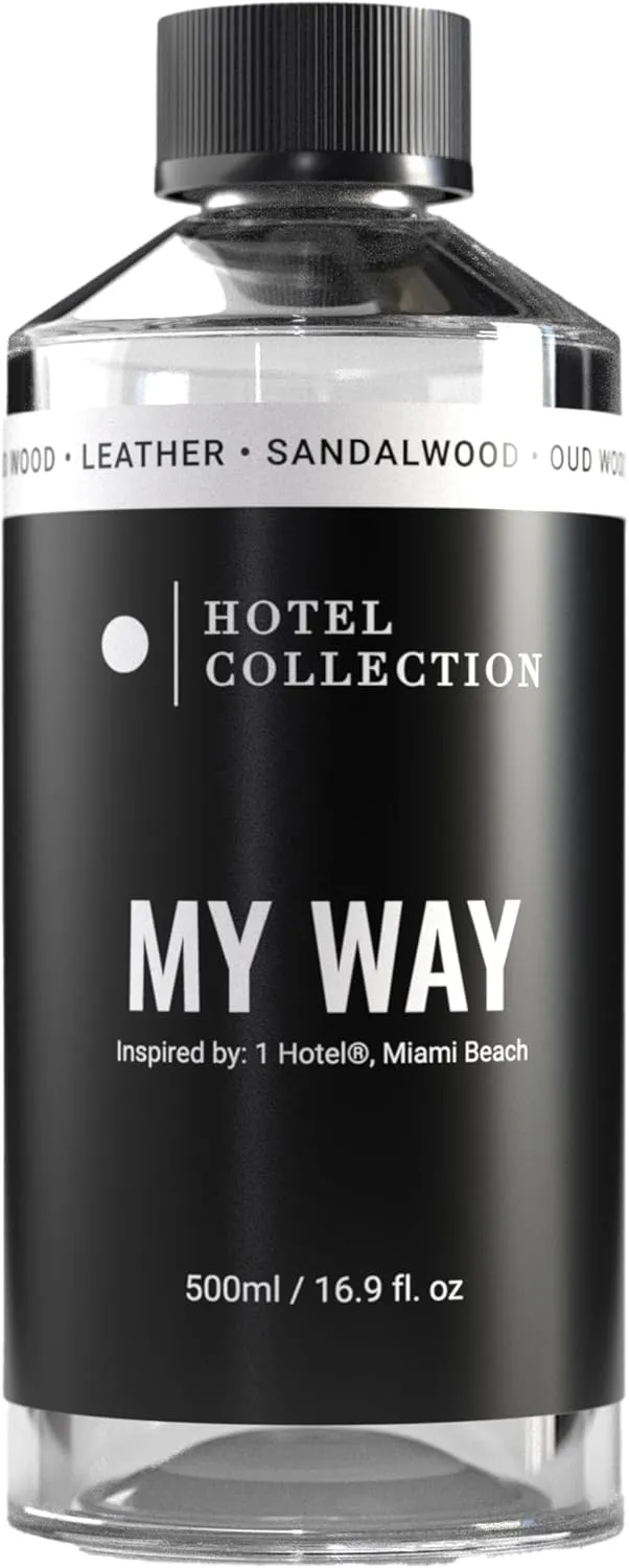Aroma360 Hotel Collection Diffuser Oil-My Way-Aromatherapy Essential Fragrance Oil-Sandalwood, Warm Virginia Cedar& Beautiful Iris-500ML 16.9 Fl oz
