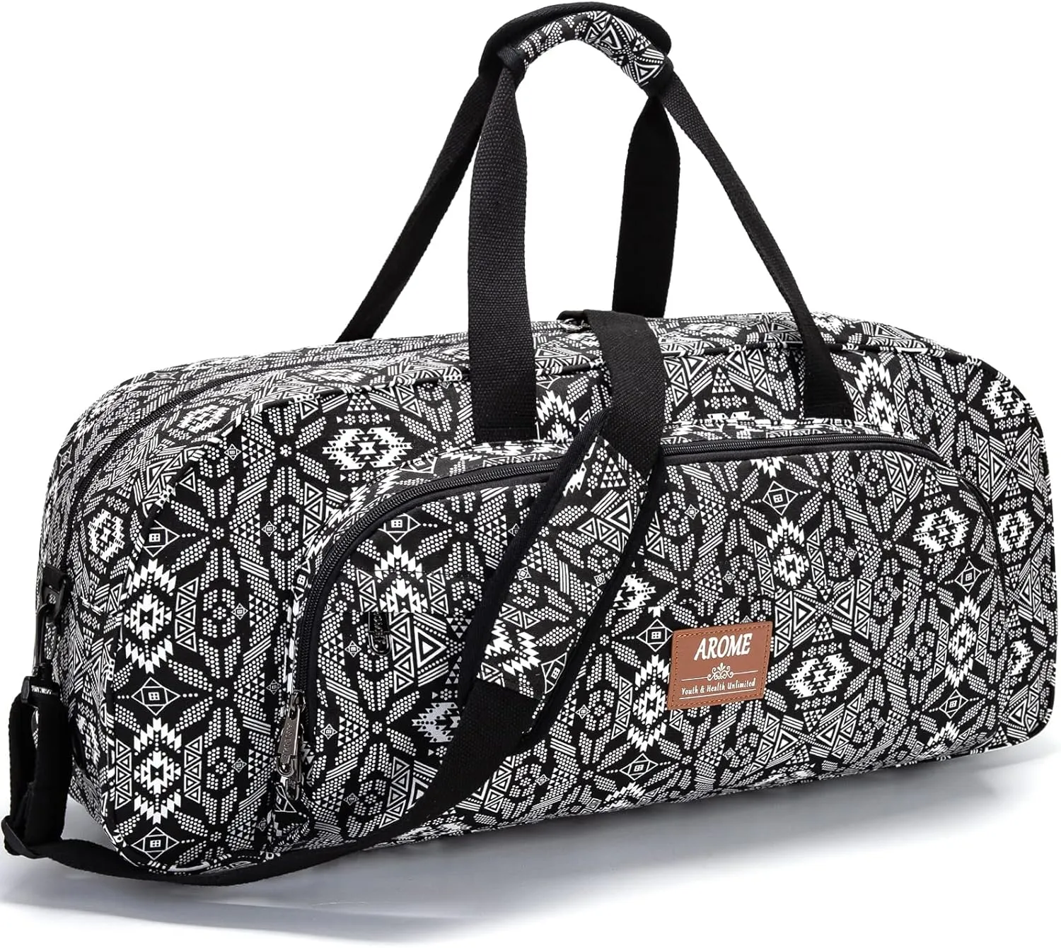 AROME Yoga Mat Bag for Women Men, Large Canvas Yoga Bag for 1/4" 1/3" 2/5" 1/2" Extra Thick Exercise Yoga Mat Gym Tote Sports Duffle Bag Carrying Bags with Wet Pocket & Shoulder Strap & Mat Strap