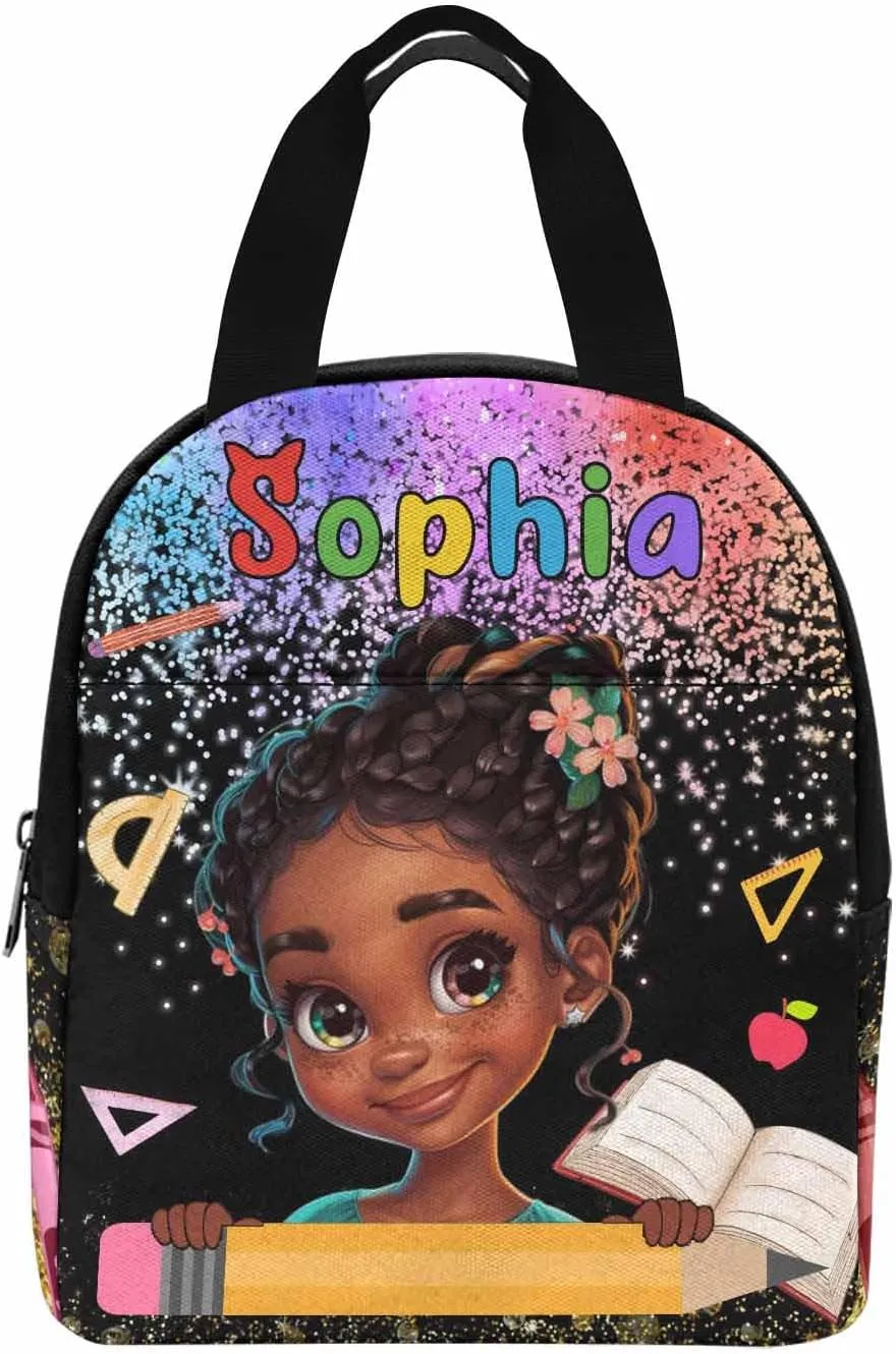 Artsadd Custom Kids Backpack with Lunch Box Set, Personalized Name School Bags Bookbag Lunch Bag for Boys Girls (Design 04)