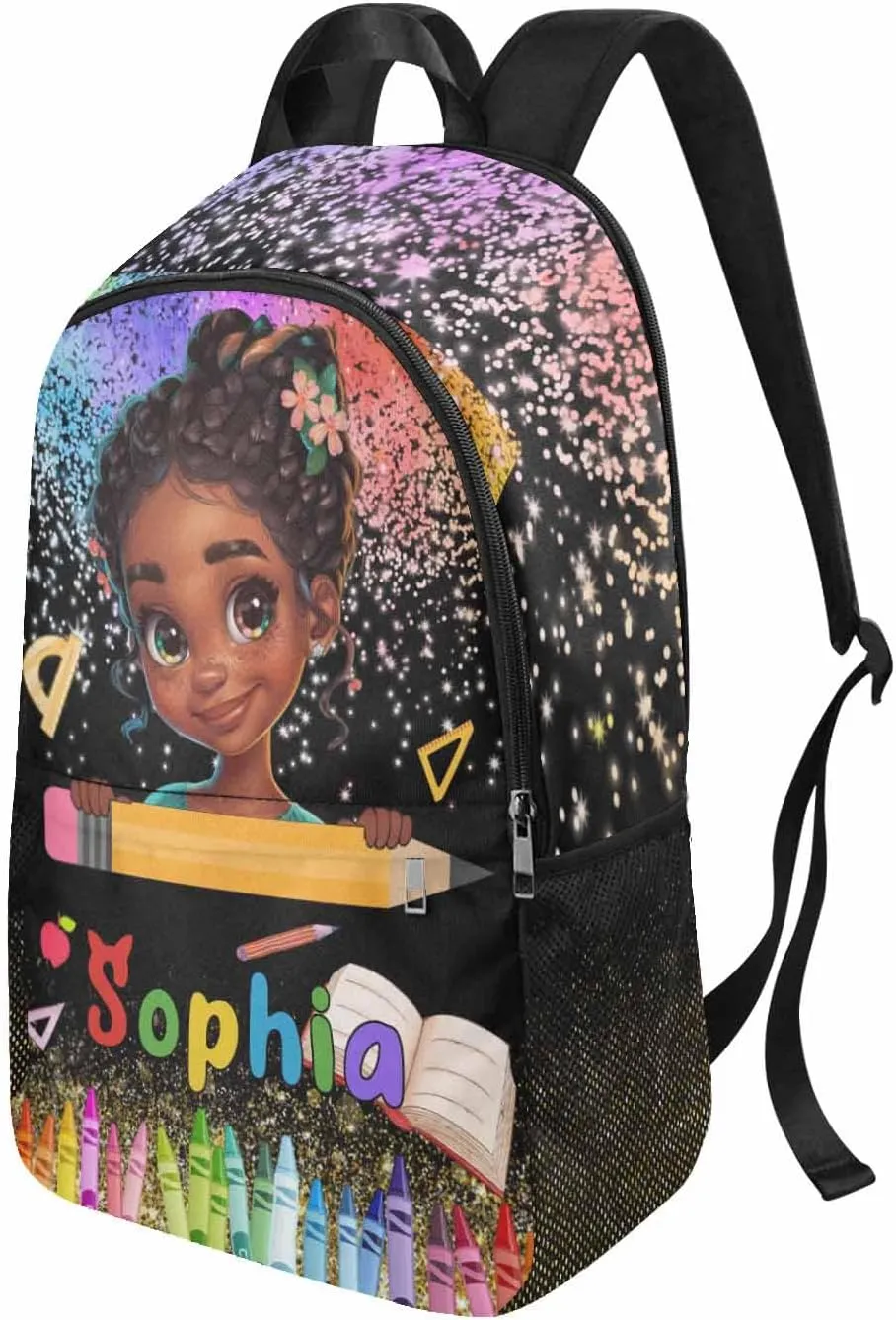 Artsadd Custom Kids Backpack with Lunch Box Set, Personalized Name School Bags Bookbag Lunch Bag for Boys Girls (Design 04)